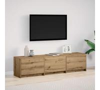 LoogCape Meuble TV en Bois d'ingénierie Chêne Artisanal avec éclairage LED Moderne pour Salon ou séjour, Rangement spacieux, Fixation Murale, Design Rustique et éléments contemporains
