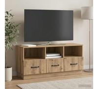 LoogCape Meuble TV en chêne Artisan 102 x 34,5 x 47 cm avec tiroirs, espace de rangement et gestion des câbles pour salon, coin gaming et rangement peu encombrant moderne vintage