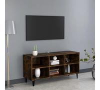 LoogCape Meuble TV en chêne fumé 103,5 x 30 x 50 cm, avec pieds en métal solides, 6 compartiments, support TV universel, armoire multimédia pour salon
