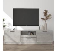 LoogCape Meuble TV, gris béton, 140 x 35 x 40 cm, matériau en bois, armoire multimédia robuste avec tiroir, support TV universel pour salon, design moderne