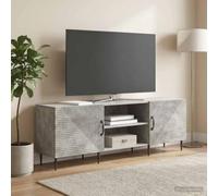 LoogCape Meuble TV gris béton en bois 150 x 31 x 50 cm avec beaucoup d'espace de rangement, étagère, tiroir, meuble bas moderne vintage pour salon, coin gaming, peu encombrant et polyvalent