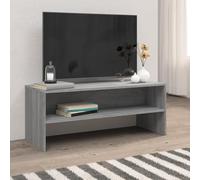 LoogCape Meuble TV gris Sonoma - 100 x 40 x 40 cm - En bois durable - Compartiment ouvert - Armoire multimédia universelle - Résistant à l'humidité