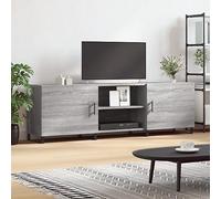 LoogCape Meuble TV gris Sonoma 150 x 30 x 50 cm, en matériau dérivé du bois, 4 compartiments, pieds en fer, design moderne, support TV universel, résistant à l'humidité