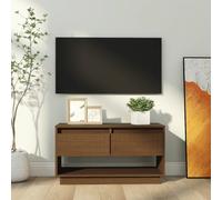 LoogCape Meuble TV marron miel 74 x 34 x 40 cm, pin massif, design flottant, meuble multimédia robuste, élégant buffet de salon pour électronique grand public et décoration
