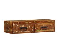 LoogCape Meuble TV mural 80 x 30 x 19 cm en bois massif pour salon, chambre à coucher avec espace de rangement, gestion des câbles et portes compartiments, planche multimédia polyvalente pour home
