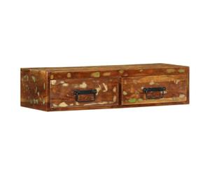 LoogCape Meuble TV mural 80 x 30 x 19 cm en bois massif pour salon, chambre à coucher avec espace de rangement, gestion des câbles et portes compartiments, planche multimédia polyvalente pour home