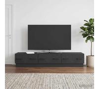 LoogCape Meuble TV noir en bois 147 x 34,5 x 27 cm avec 3 tiroirs et espace de rangement, meuble bas moderne et buffet pour salon, coin gaming, peu encombrant avec gestion des câbles
