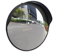 LoogCape Miroir de circulation convexe de 30 cm en plastique PC robuste noir pour l'extérieur, idéal pour éviter les accidents sur les croisements, les routes étroites et les virages tranchants