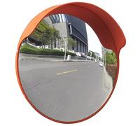 LoogCape Miroir de circulation convexe de 45 cm en plastique PC pour extérieur, orange, avec protection solaire, dispositif de montage, idéal pour la surveillance de la circulation, les croisements