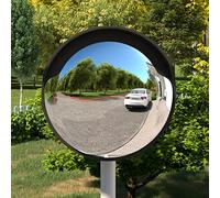 LoogCape Miroir de circulation extérieur convexe noir Ø45 cm Polycarbonate résistant aux intempéries, durable, idéal pour les croisements, les routes étroites, les virages tranchants, les panneaux de