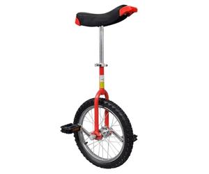 LoogCape Monocycle rouge réglable de 16 pouces pour enfants et adultes, vélo en acier robuste, idéal pour le sport, les loisirs, l'équilibre, l'acrobatie, le cirque, le jonglage, l'entraînement, le