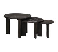 LoogCape Nesting Lot de 3 tables basses en bois massif de mangue, 54 x 54 x 40 cm, design peu encombrant pour salon, espaces de vie modernes