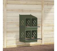 LoogCape Nichoir à poules avec 4 compartiments vert olive en métal, résistant aux intempéries, robuste, avec toit incliné, trous d'aération, fond amovible, pour poules, volaille, clapier, extérieur et