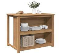 LoogCape Panama Île de cuisine 112 x 77 x 90 cm en pin massif avec beaucoup d'espace de rangement et plan de travail robuste pour cuisine, mobile, pliable, avec roulettes, idéal comme chariot