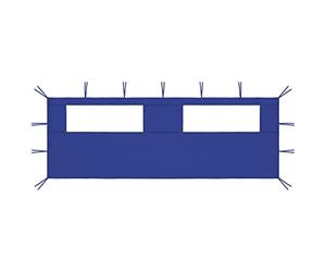 LoogCape Paroi latérale de tonnelle avec fenêtres 6 x 2 m bleu en polyester robuste et PVC, convient pour cadre de tonnelle, idéal pour jardin, terrasse, balcon, protège du vent et des moustiques