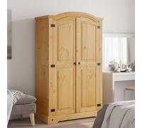 LoogCape Penderie style mexicain en pin massif avec 2 portes, dessus incurvé, étagère, tringle à vêtements, charme rustique, idéale pour chambre à coucher, couloir ou chambre d'enfant