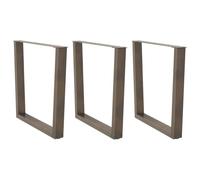LoogCape Pieds de Table à Manger en Acier Naturel en Forme de V, Set de 3 Supports réglables pour Table Basse ou Bureau, Robuste et Moderne, Dimensions 80 x (72-73,3) cm