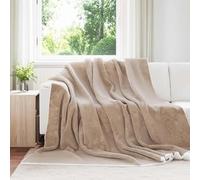 LoogCape Plaid camel 220 x 240 cm en polaire douce, couvre-lit léger pour salon et chambre à coucher, couverture douillette, polyvalente, respirante, idéale pour l'automne et le printemps