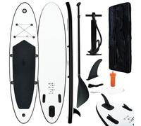 LoogCape Planche de stand up paddle gonflable noir et blanc avec pagaie, pompe haute pression, palmes, sac de transport, pour sports nautiques, surf, touring, yoga, pour adultes et enfants