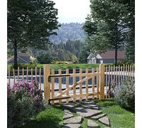 LoogCape Portail de clôture à 1 battant en bois de noisetier, 100 x 60 cm, porte de jardin rustique pour jardin, terrasse, avec charnières métalliques et crochets de cabine, résistant aux intempéries