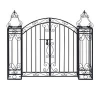 LoogCape Portail de jardin décoratif en fer forgé 122 x 20,5 x 100 cm avec surface résistante aux intempéries pour jardin, balcon, terrasse, brise-vue et plantes grimpantes, montage facile, durable et