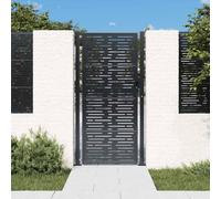 LoogCape Portail de jardin en acier galvanisé anthracite, 100 x 175 cm, design carré, verrouillable, avec poteaux et charnière pour clôture, entrée, terrain extérieur