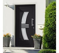 LoogCape Porte d'entrée anthracite 108 x 208 cm Porte d'entrée en PVC et aluminium avec vitrage isolant, 5 serrures à tête de champignon, charnières 3D, protection anti-effraction et isolation