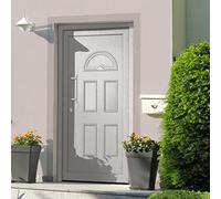 LoogCape Porte d'entrée blanche 88x190 cm en aluminium avec vitrage isolant sécurité maison appartement bloc, cadre robuste, serrure 5 points, kit complet, façade, rénovation, isolation thermique