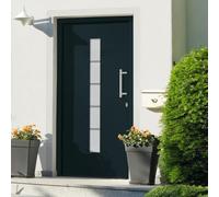 LoogCape Porte d'entrée en aluminium et PVC anthracite 100 x 200 cm avec serrure de sécurité, vitrage isolant, protection anti-effraction, isolation thermique et kit de montage pour entrée de maison