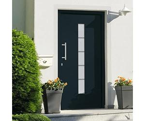 LoogCape Porte d'entrée en aluminium et PVC anthracite 100x210 cm avec vitrage isolant sécurité maison appartement bloc renforcé serrure blindée façade rénovation