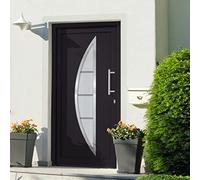 LoogCape Porte d'entrée extérieure principale anthracite 98x200 cm avec vitrage isolant sécurité maison appartement bloc rénovation façade avec serrure blindée et cadre robuste