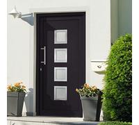 LoogCape Porte d'entrée extérieure principale anthracite 98x200 cm avec vitrage isolant sécurité renforcée cadre en PVC et acier robuste kit complet
