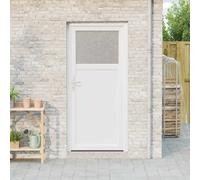 LoogCape Porte d'entrée latérale blanche 98 x 198 cm PVC avec vitrage thermique sécurité maison appartement blindée, facile à installer, robuste, avec serrure à 5 points, cadre en PVC et acier