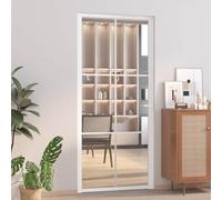LoogCape Porte intérieure en verre trempé blanc 93x201,5 cm avec cadre en aluminium, design moderne, panneau vitré transparent, installation facile pour maison appartement
