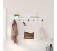 LoogCape Porte-manteau mural avec étagère, blanc, 100 x 10,5 x 18 cm, en bois pour couloir, entrée, salle de bain