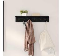 LoogCape Porte-Manteau Mural en Bois d'ingénierie Finition chêne Noir avec Crochets et étagères pour Rangement intérieur Moderne Design Mural pour Salon Chambre Cuisine Bureau Couloir