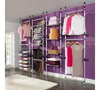 LoogCape Porte-manteau télescopique en aluminium avec hauteur réglable, système de rangement pour chambre à coucher, couloir, chambre d'enfant, penderie, design robuste, peu encombrant, polyvalent