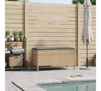 LoogCape Pouf de Jardin Poly Rattan Beige et Gris Clair 80 x 38 x 42 cm avec Coussin Amovible pour Terrasse et Salon Mobilier Modulable Élégant