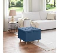 LoogCape Pouf de Rangement avec Coussin Bleu 60x60x45 cm Tissu Robuste Design élégant pour Salon Chambre ou entrée