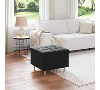 LoogCape Pouf de Rangement avec Coussin en Velours Noir 60 x 60 x 45 cm, siège Multifonctionnel pour Salon, Chambre ou entrée avec Compartiment caché, Support Solide et Design élégant