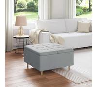 LoogCape Pouf de Rangement avec Coussin Gris Clair 80 x 80 x 45 cm Tissu Robuste, siège Multifonctionnel pour Salon Chambre intérieur, Design capitonné élégant, Rangement caché Pratique