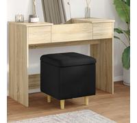 LoogCape Pouf de Rangement avec Coussin Noir 40 x 40 x 45 cm Tissu Multifonctionnel pour Salon, Chambre, entrée, Design capitonné, Support Solide, Rangement Pratique, Usage intérieur