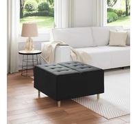 LoogCape Pouf de Rangement avec Coussin Noir 80 x 80 x 45 cm en Velours, Meuble Multifonctionnel pour Salon Moderne, Support Solide, Design capitonné, Rangement caché Pratique, Usage intérieur
