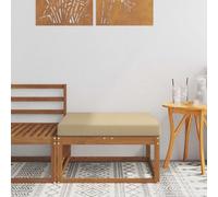LoogCape Pouf d'Extérieur en Bois d'Acacia Naturel, Mobilier Modulable Résistant aux Intempéries pour Jardin Terrasse Balcon avec Coussin Beige Confortable et Design à Lattes
