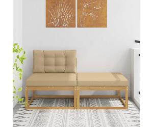 LoogCape Pouf d'extérieur en Polyester Blanc avec Cadre en Bois d'acacia Massif, mobilier modulable pour Jardin terrasse Balcon Patio, Design à Lattes, capacité 1, idéal pour détente et Confort
