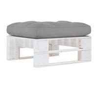 LoogCape Pouf Palette de Jardin en Bois de pin imprégné Blanc avec Coussin Gris, mobilier modulable pour extérieur ou intérieur, Repose-Pied, Table Basse, Chaise d'angle ou Banquette