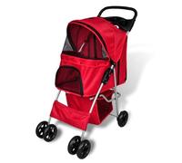 LoogCape Poussette pour chien rouge avec protection, pliable, portable, imperméable, pour promenade, voyage, extérieur, convient pour chiots, personnes âgées, blessés et malades