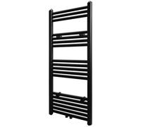 LoogCape Radiateur sèche-serviettes eau chaude noir 500 x 1160 mm avec 18 tubes transversaux en acier pour salle de bain, chambre à coucher, cave, garage et véranda, haute puissance de chauffage