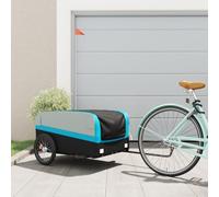 LoogCape Remorque de vélo noir bleu 45 kg fer robuste pliable à ressort avec embrayage drapeau de sécurité idéal pour le transport de chargement, la ville, la vie quotidienne, le shopping, les voyages