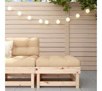 LoogCape Repose-Pied de Jardin en Bois de pin Massif avec Coussin Beige, Design à Lattes, Structure Stable, Dimensions 61 x 60,5 x 30 cm, capacité 110 kg